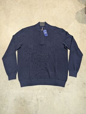 NWT Club Room Men's L Navy Half-Zip Sweater